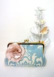 Blue Damask Bridal Clutch Purse “Something Blue” 4 small