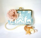 Blue Damask Bridal Clutch Purse “Something Blue” 5 small