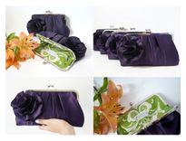 Purple Pleated Bridal Clutch Purse 4 small