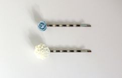 Hairpins With Blue Flower Cabochon 1 small
