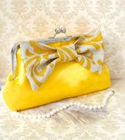 Chic Yellow Clutch Purse With Big Damask Bow 1 small