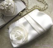 Ivory Bridal Clutch Purse With Handmade Flower Or Feathers 3 small