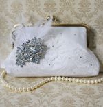 Victorian-Inspired Lace Clutch Purse With Feathers And Crystal Brooch 3 small