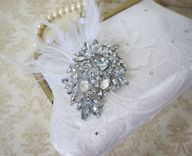 Victorian-Inspired Lace Clutch Purse With Feathers And Crystal Brooch 4 small