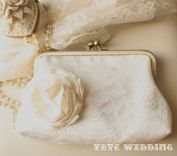 Ivory Lace Wedding Purse With Flower Accent 2 small