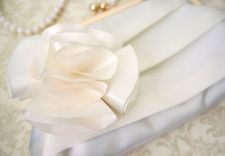 Pleated Bridal Clutch With Flower Accent 1 small