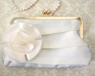 Pleated Bridal Clutch With Flower Accent 2 small