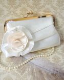 Pleated Bridal Clutch With Flower Accent 5 small
