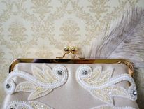 Art Deco Bridal Clutch Purse With Sequins, Rhinestones, Beads, And Pearls 3 small