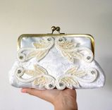 Art Deco Bridal Clutch Purse With Sequins, Rhinestones, Beads, And Pearls 4 small