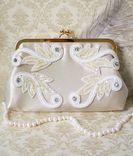Art Deco Bridal Clutch Purse With Sequins, Rhinestones, Beads, And Pearls 1 small