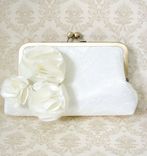 Victorian-Inspired Bridal Clutch Purse With Pom Pom Flowers 2 small