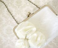 Victorian-Inspired Bridal Clutch Purse With Pom Pom Flowers 3 small