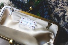 Ivory Lace Bridal Clutch Purse With Champagne-Colored Floral Accent 1 small
