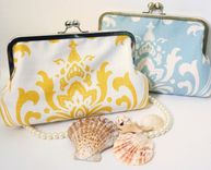 White And Yellow Clutch With Damask Print 3 small