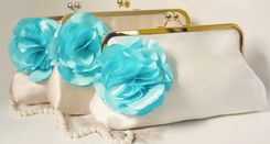Custom Clutch Purse In Tiffany Blue And Ivory 1 small