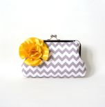 Gray Clutch Purse With Flower Accent 1 small