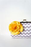 Gray Clutch Purse With Flower Accent 2 small