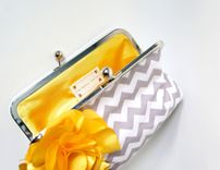 Gray Clutch Purse With Flower Accent 4 small