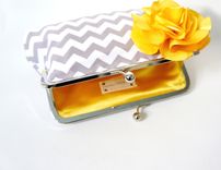 Gray Clutch Purse With Flower Accent 3 small
