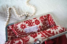 Red Wedding Clutch Purse With Pleats And Ruffles 1 small