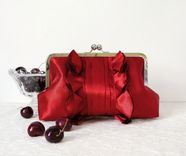 Red Wedding Clutch Purse With Pleats And Ruffles 3 small