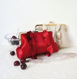 Red Wedding Clutch Purse With Pleats And Ruffles 4 small