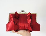 Red Wedding Clutch Purse With Pleats And Ruffles 5 small