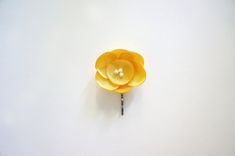 Yellow Hair Pin With Satin Flower And Pearls 1 small