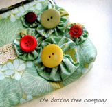 Green Clutch Purse With Lace Accent And Handmade Flower Appliques 3 small