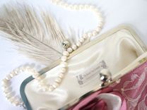 Old Rose Clutch Purse With Pearls And Crystal Beads 4 small