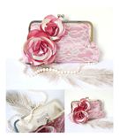 Old Rose Clutch Purse With Pearls And Crystal Beads 6 small