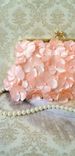 Peach Clutch Purse With Handmade Flowers And Pearl Accents 2 small