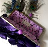 Purple Bridal Clutch With Layered Satin Ruffles 1 small