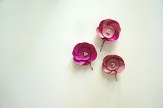 Hair Pins With Pink Satin Flower And Pearls 2 small