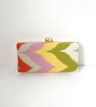 Zigzag Cotton Clamshell Style Clutch Purse 1 small