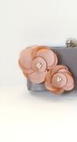 Romantic Clutch Purse With Handmade Flower Adornment And Pearls- Blush 3 small