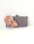Romantic Clutch Purse With Handmade Flower Adornment And Pearls- Blush 4 small