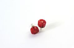 Bright Red Flower Earrings 2 small