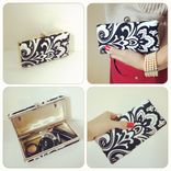 Red Cotton Damask Clutch Purse 3 small
