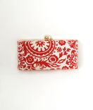 Red Cotton Damask Clutch Purse 1 small