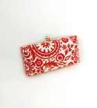 Red Cotton Damask Clutch Purse 2 small