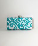 Teal High Quality Cotton Damask Clutch Purse 2 small