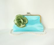 Blue Minimalist Clutch Purse With Flower Accent 2 small