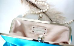 Teal Clutch Purse With Handmade Carnation Flower Brooch 2 small