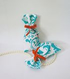 Handmade Teal Damask Fabric Favor Bag For Parties 1 small