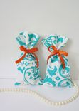 Handmade Teal Damask Fabric Favor Bag For Parties 4 small
