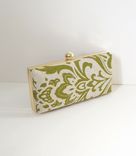 Dark Green Cotton Damask Clutch Purse 1 small
