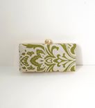 Dark Green Cotton Damask Clutch Purse 2 small