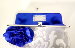 Gray And White Damask Bridal Clutch Purse 3 small